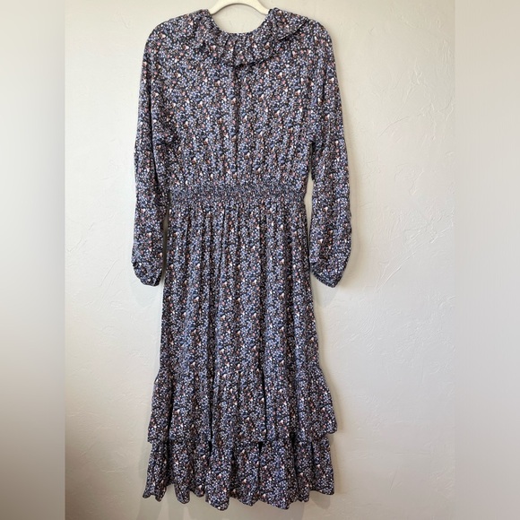 Target boho peasant ruffle tiered floral balloon long sleeve midi Cottagecore - Picture 8 of 10